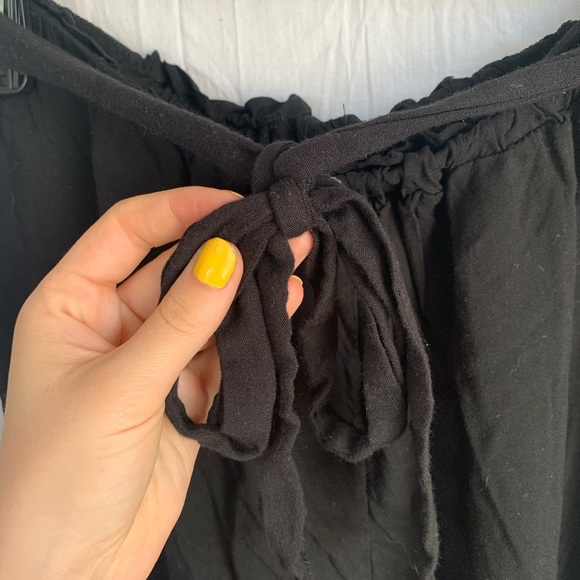 M.Fasis Lightweight Oceanside Elastic Waist Front Tie Black Pants Womens Size L - Picture 3 of 7